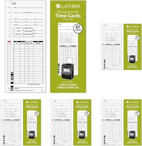 Lathem E79-100 Double-sided Time Cards, Pack of 100; Compatible with the Lathem 7000E and 7500E Time Clocks in Kuwait