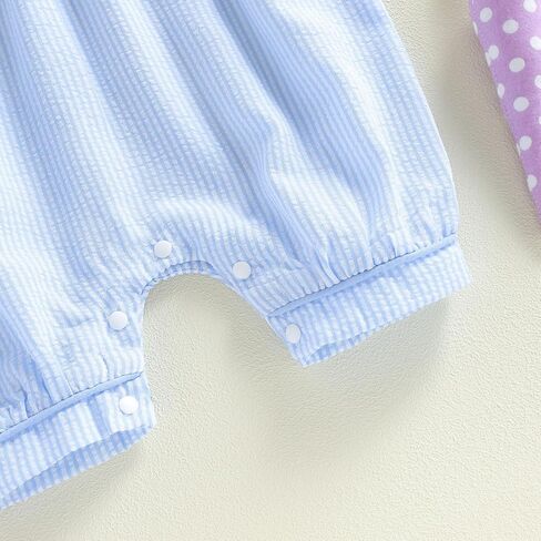 Newborn Baby Boy Easter Outfit Short Sleeve Bunny Embroidery Sailor Collar Jumpsuit Newborn Summer Romper Shortalls in Saudi Arabia