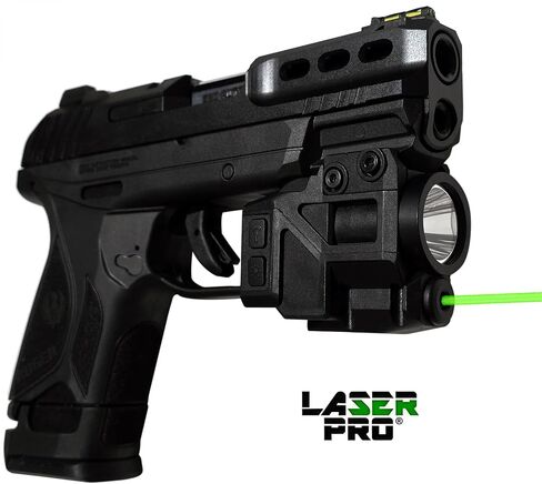 LASERPRO® Green Rechargeable Laser Sight w/LED Light for Ruger Pistols with Rails: SR9, SR40, RXM, Security-9, American, 9E, SR45, P345, 57 & Mark IV Tactical, SR1911, P95 with Rails in Saudi Arabia