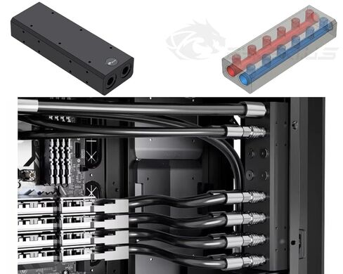 Bykski Durable Multi‑Port Parallel Workstation/Server Distribution Block, Available in Four Sizes – Black POM (B-L2-XBM-X-V2) (8 Channels) in Saudi Arabia
