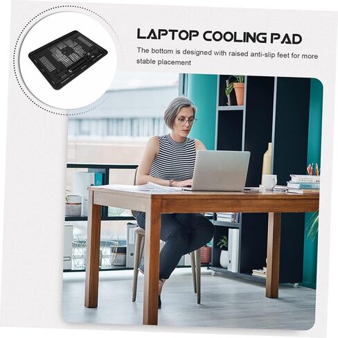 TEHAUX Quiet Laptop Cooling Pad Stand Dual Fans Adjustable Height Laptop Riser for Desk for Gaming and Office Use Compatible in Saudi Arabia