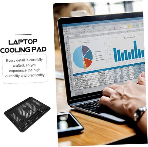 TEHAUX Quiet Laptop Cooling Pad Stand Dual Fans Adjustable Height Laptop Riser for Desk for Gaming and Office Use Compatible in Saudi Arabia