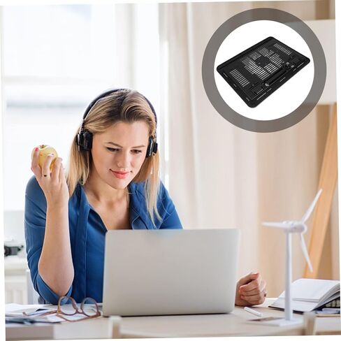 TEHAUX Quiet Laptop Cooling Pad Stand Dual Fans Adjustable Height Laptop Riser for Desk for Gaming and Office Use Compatible in Saudi Arabia