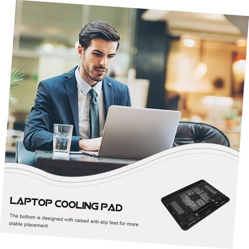 TEHAUX Quiet Laptop Cooling Pad Stand Dual Fans Adjustable Height Laptop Riser for Desk for Gaming and Office Use Compatible in Saudi Arabia
