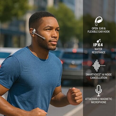 Emerson NoiseZero Open-Ear Earphones w/Charging Case and USB-C Cable, Smart AI 100dB ENC Microphone Cancelling 99.999% Noise, Max Privacy, Wireless Bluetooth Earbuds, IPX4, Gym, Work, Travel - White in Saudi Arabia