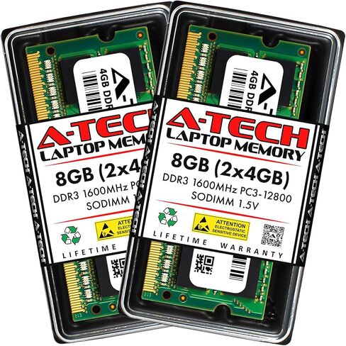 A-Tech 8GB Kit (2x4GB) RAM for HP TouchSmart 20-f323, 20-f391la, 20-f394, 21-h005la, 23-f270, 23-f279, 23-f309, 23-f339, 23-f389la, 23-f390 | DDR3 1600MHz PC3-12800 SODIMM 1.5V Non-ECC Memory Upgrade in Saudi Arabia