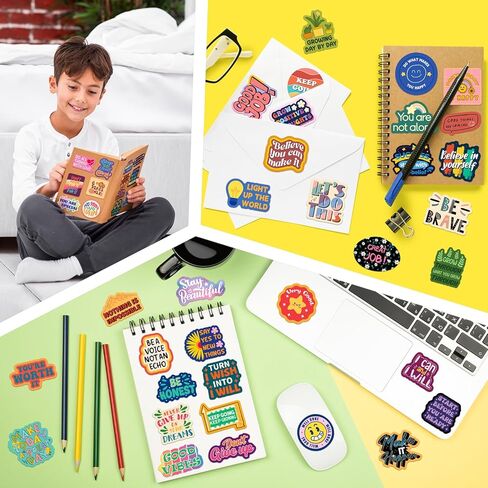 300 قطعة من ملصقات تحفيزية من SigyoJeom، ملصقات فينيل ملهمة مقاومة للماء، تأكيد إيجابي وملصقات اقتباس مشجعة لأجهزة الكمبيوتر المحمولة وزجاجات المياه ومستلزمات لوحة الرؤية in Kuwait