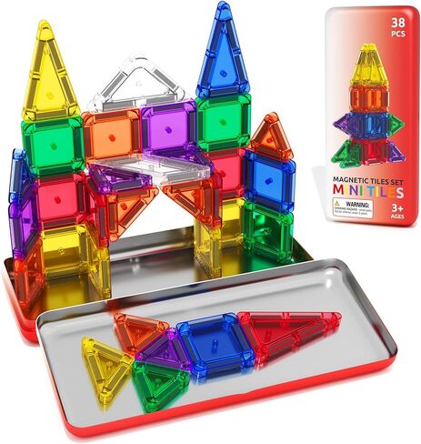 البلاط المغناطيسي Mini Travel Todler Set ، الكتل المغناطيسية بناء أطفال وألعاب الأطفال ، يجب أن يكون الفصل الدراسي في مرحلة ما قبل المدرسة في مونتيسوريين ألعابًا تعليمية حسية لمدة 3 سنوات أولاد للبنات. in Kuwait