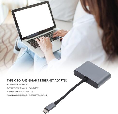 محول USB C إلى Ethernet 2.5G، محول شبكة من النوع C RJ45 مع شحن توصيل الطاقة، التوصيل والتشغيل لجهاز Ultrabook، يفوز بـ 10/11 in Saudi Arabia