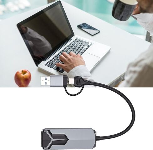 2.5G USB Ethernet Adapter 2-in-1, USB C & A to RJ45 2500Mbps Aluminum Network Adapter for Laptop OS X Wins, Plug and Play in Saudi Arabia