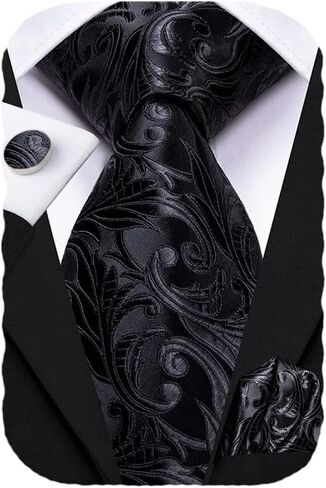 ربطات عنق Hi-Tie مقاس 63 بوصة و70 بوصة للرجال مجموعة ربطات عنق رجالية طويلة جدًا من الحرير وأزرار أكمام مربعة للجيب وربطة عنق بيزلي لحفلات الزفاف in Kuwait