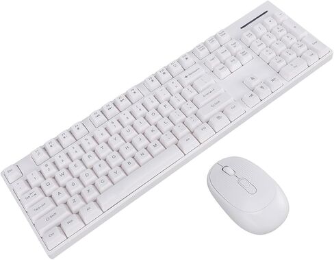 Yunir Wireless Keyboard and Mouse Combo, Keys Wireless Keyboard and Ergonomic Mouse, 2.4GHz USB Receiver, Compatible with PC, Laptop (White) in Saudi Arabia