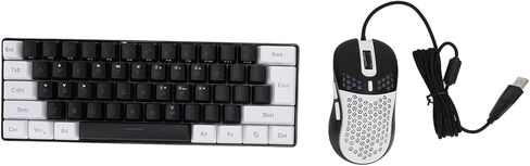 مجموعة ماوس ولوحة مفاتيح سلكية، لوحة مفاتيح مضاءة بـ 61 مفتاحًا RGB مع ماوس متعدد الألوان بإضاءة خلفية LED، كمبيوتر ألعاب سلكي وإضاءة خلفية (إطار أسود أبيض مركزي) in Kuwait