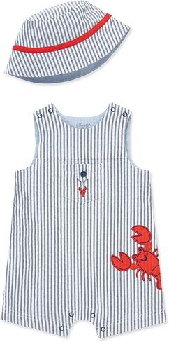 Little Me baby-boys 2-piece Seersucker Sunsuit Swim Essentials Playwear and Hat Set in Kuwait