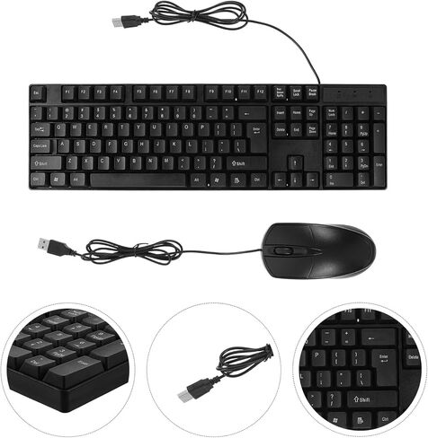 NOLITOY Wired USB Keyboard Mouse Combo Full-Sized Quiet Keyboard with Pad High Response Optical Mouse for Home Office Cafe Computer Accessory in Saudi Arabia