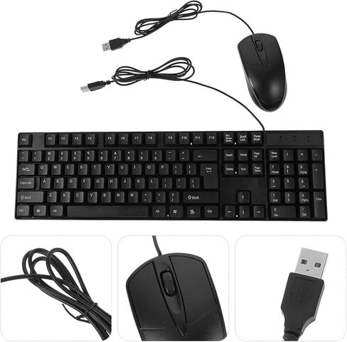 NOLITOY Wired USB Keyboard Mouse Combo Full-Sized Quiet Keyboard with Pad High Response Optical Mouse for Home Office Cafe Computer Accessory in Saudi Arabia