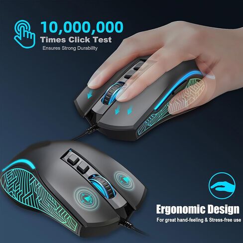 Sanpyl Gaming Keyboard and Mouse, Customizable RGB Backlit Keyboard Ergonomic Mouse Combo with Mousepad, for Gaming and Working (Black Set) in Saudi Arabia