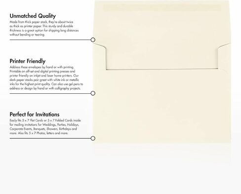 مظاريف دعوة LUXPAPER A7 لـ 5 × 7 بطاقات في 80 رطلاً. حقيبة بقالة، مظاريف قابلة للطباعة للدعوات، مع ختم التقشير والضغط، 50 حزمة، حجم المغلف 5 1/4 × 7 1/4 (بني) in Kuwait