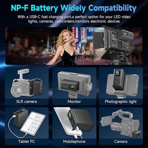 NP-F970 Battery with TYPE-C Port, PD 20W Replacement NP-F Batteries for Sony NP-F970 NP-F960 NP-F750 NP-F770 NP-F550, NP-F960/F970 Battery for Sony DSR-PD150 Monitors, MS60C RGBWW LED Video Light etc in Saudi Arabia