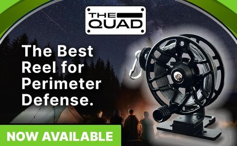 بكرة سلك رحلات معدنية قابلة لإعادة الاستخدام من THE QUAD مع خط كيفلر بطول 100 قدم، ملحق إنذار أمان، أسود in Saudi Arabia