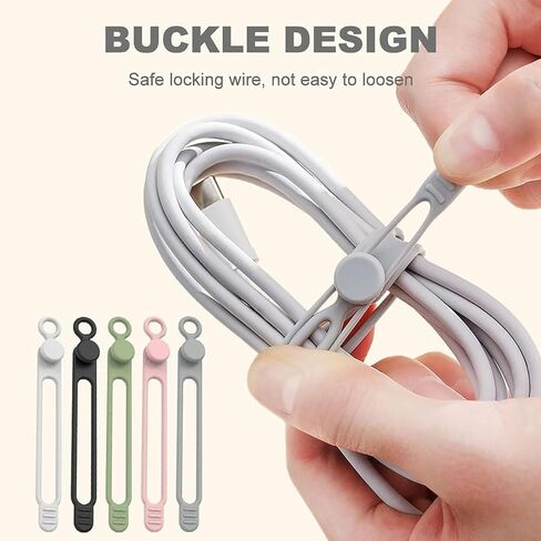 20Pcs Silicone Cable Straps Cord Organizer for Bundling Earphone, Phone Charger, Computer Cords, Reusable Cable Ties Wire Organizer in Home,Office,Kitchen,School in Saudi Arabia