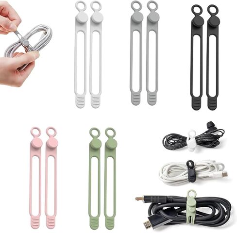 20Pcs Silicone Cable Straps Cord Organizer for Bundling Earphone, Phone Charger, Computer Cords, Reusable Cable Ties Wire Organizer in Home,Office,Kitchen,School in Saudi Arabia