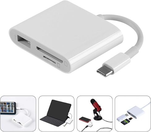 Type-C USB 3.0 Hub Memory Card Reader with/Slots, Portable Plastic USB-C Multipurpose OTG Adapter for Laptops and Smartphones, Compact USB for Data Transfer in Saudi Arabia