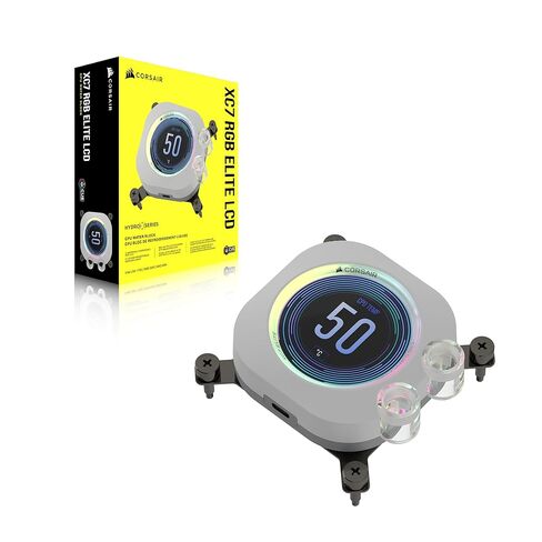 كتلة مائية لوحدة المعالجة المركزية CORSAIR XC7 RGB Elite LCD - شاشة IPS LCD 480x480 - 31 مصباح LED RGB - USB-C - تناسب Intel® LGA 1700 وAMD® AM5 والأقدم - أبيض (متجدد) in Kuwait