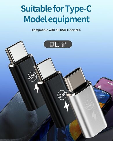 65W Fast Charging Lightning Female to USB C Male Adapter (3 Pack) for iPhone 16 15 Pro Max Cable to Type C Port Charger Adaptor Compatible for Samsung Connector Converter for iPad Power Plug in Saudi Arabia