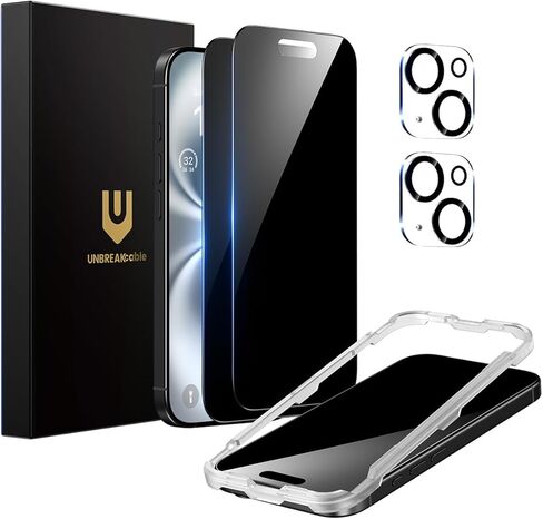 UNBREAKcable Privacy Screen Protector for iPhone 16 Pro Max (6.9-Inch), 2-Pack + 2 Lens Protectors｜25° Anti-Spy｜9H Hardness｜Anti-Fingerprint｜HD Clarity Tempered Glass in Saudi Arabia