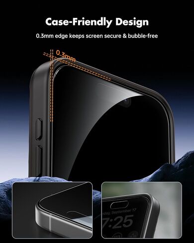UNBREAKcable Privacy Screen Protector for iPhone 16 Pro Max (6.9-Inch), 2-Pack + 2 Lens Protectors｜25° Anti-Spy｜9H Hardness｜Anti-Fingerprint｜HD Clarity Tempered Glass in Saudi Arabia