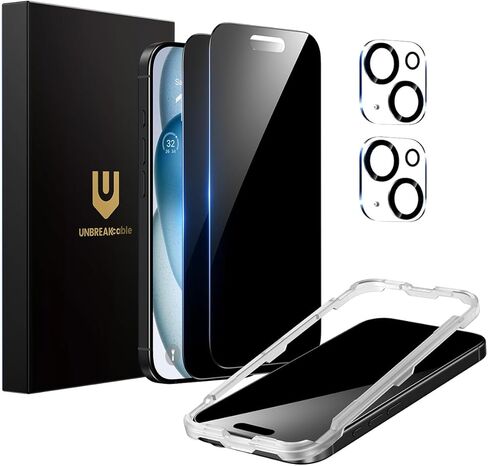 UNBREAKcable Privacy Screen Protector for iPhone 16 Pro Max (6.9-Inch), 2-Pack + 2 Lens Protectors｜25° Anti-Spy｜9H Hardness｜Anti-Fingerprint｜HD Clarity Tempered Glass in Saudi Arabia