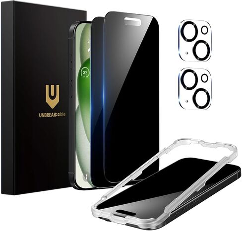 UNBREAKcable Privacy Screen Protector for iPhone 16 Pro Max (6.9-Inch), 2-Pack + 2 Lens Protectors｜25° Anti-Spy｜9H Hardness｜Anti-Fingerprint｜HD Clarity Tempered Glass in Saudi Arabia
