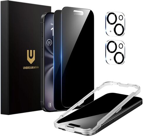 UNBREAKcable Privacy Screen Protector for iPhone 16 Pro Max (6.9-Inch), 2-Pack + 2 Lens Protectors｜25° Anti-Spy｜9H Hardness｜Anti-Fingerprint｜HD Clarity Tempered Glass in Saudi Arabia