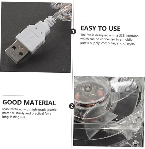 مروحة تبريد قفص الحيوانات الأليفة USB شفافة للغاية لأرنب الهامستر، مروحة أكريليك خفيفة الوزن محمولة للحيوانات الصغيرة مع بلاستيك قوي لتحسين راحة الحيوانات الأليفة والتهوية in Kuwait
