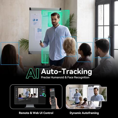 Tenveo PTZ Bundle/Kits - 20X AI Auto Tracking NDI PTZ Camera(*2) with SDI/HDMI/USB3.0/LAN(PoE), 7’’ LCD Quad-Screen NDI Joystick Controller, 4K HDMI + SDI Video Switcher and 8 Port Gigabit PoE Switch in Kuwait