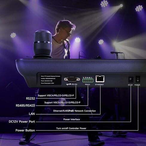 Tenveo 4K PTZ Camera Bundle/Kits - 4K 20X NDI AI Humanoid & Face Auto-Tracking 3G-SDI/HDMI/USB3.0/LAN(PoE) PTZ Camera(*2), 7'' Quad-Screen NDI PTZ Joystick Controller and 8 Port Gigabit PoE Switch in Kuwait