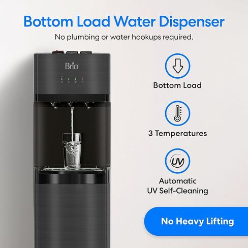 Brio Self Cleaning Bottom Loading Water Cooler Water Dispenser – Black Stainless Steel - 3 Temperature Settings - Hot, Room & Cold Water in Saudi Arabia