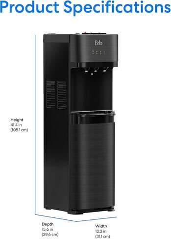 Brio Self Cleaning Bottom Loading Water Cooler Water Dispenser – Black Stainless Steel - 3 Temperature Settings - Hot, Room & Cold Water in Saudi Arabia