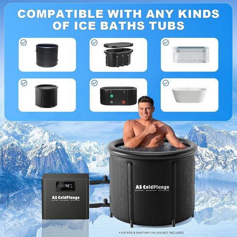 Ice Bath Water Chiller for Cold Plunge Tubs, 1/3 HP Cold Plunge Chiller with Built-in Filter & Pump, Submersible Pump, Insulated Hoses, Ideal for Ice Bath Cold Therapy Recovery 110V in Saudi Arabia