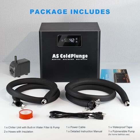 Ice Bath Water Chiller for Cold Plunge Tubs, 1/3 HP Cold Plunge Chiller with Built-in Filter & Pump, Submersible Pump, Insulated Hoses, Ideal for Ice Bath Cold Therapy Recovery 110V in Saudi Arabia