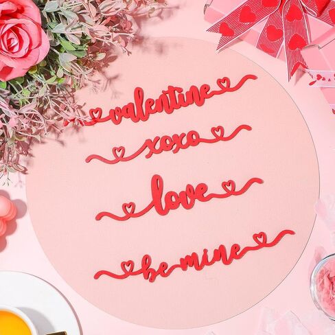 8 قطع من قطع خشبية على سطح الطاولة لعيد الحب مع XOXO، Love، Be Mine، لوحة خشبية لعيد الحب، قطعة ديكور على سطح الطاولة للأطباق وديكورات الطاولة in Saudi Arabia