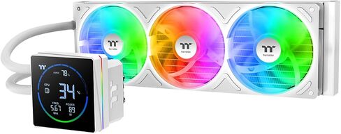 Thermaltake TH360-S V3 ARGB CPU Liquid Cooler; Intel/AMD; 1x360mm 500~2500rpm Single Frame ARGB Fan; 3.95" Segment Code LCD; Rotatable Pump Head; TT Segment LCD Software; Snow; CL-W472-PL12SW-A in Saudi Arabia