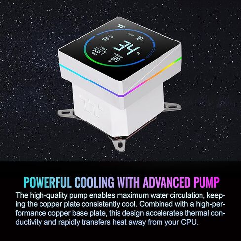 Thermaltake TH360-S V3 ARGB CPU Liquid Cooler; Intel/AMD; 1x360mm 500~2500rpm Single Frame ARGB Fan; 3.95" Segment Code LCD; Rotatable Pump Head; TT Segment LCD Software; Snow; CL-W472-PL12SW-A in Saudi Arabia