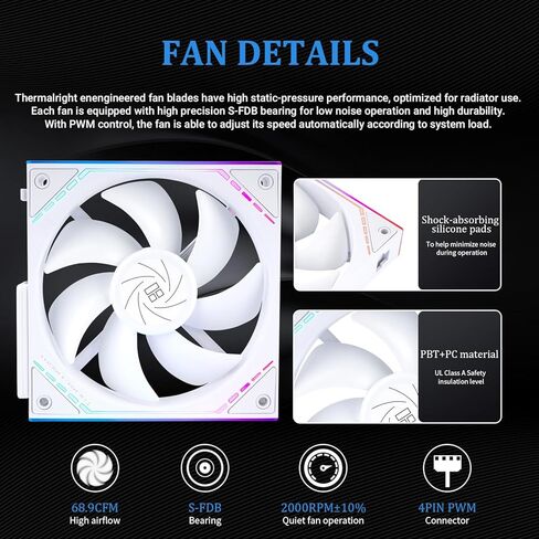 Thermalright Magic Qube 360 ARGB White CPU Liquid Cooler,360 Aio CPU Cooler, Triple TL-M12QW PWM Fans,Digital Display Screen Cold Head,for AM4/AM5,Intel LGA1851/1700/1150/1151/1200 in Saudi Arabia