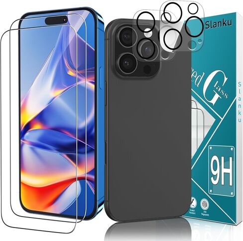 Slanku [2+2 for iPhone 16 Pro Screen Protector Tempered Glass with Camera Lens Protector, No-Bubbles, Anti Scratches, Easy to install, Full Coverage Protection in Saudi Arabia