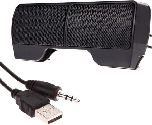 مشبك مكبر صوت للكمبيوتر USB من Sewroro، مكبر صوت موسيقى محمول لسطح المكتب مع مدخل صوت 3.5 ملم، متوافق مع الكمبيوتر المحمول والكمبيوتر الشخصي، يعمل بمنفذ USB للاستخدام المنزلي والمكتبي in Kuwait