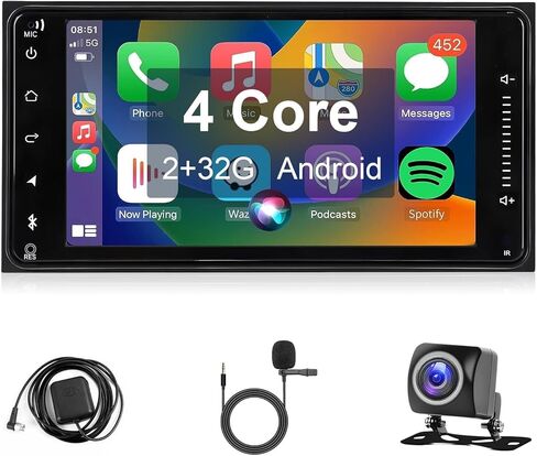 Leadfan Car Radio Stereo for Toyota Corolla 2003-2008 Camry 2002-2006 RAV4 2001-2005 Tundra 2003-2006 Wireless CarPlay Android Auto, 7" TouchScreen with BT GPS NAVI WIFI SWC Backup Camera MIC Pantalla in Saudi Arabia