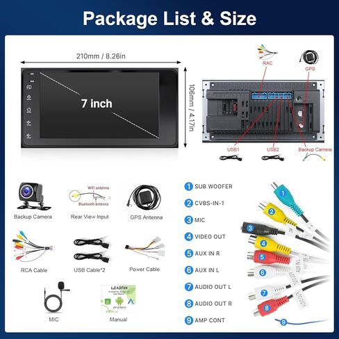 Leadfan Car Radio Stereo for Toyota Corolla 2003-2008 Camry 2002-2006 RAV4 2001-2005 Tundra 2003-2006 Wireless CarPlay Android Auto, 7" TouchScreen with BT GPS NAVI WIFI SWC Backup Camera MIC Pantalla in Saudi Arabia