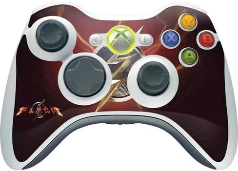 ملصق Skinit المخصص للألعاب متوافق مع وحدة التحكم اللاسلكية Xbox 360 - مرخص رسميًا من Warner Bros The Flash Movie: تصميم ملصق الشعار in Kuwait